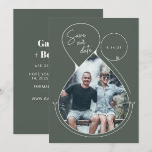 Reserva La Fecha Boda fotográfico verde de la línea contemporánea A
