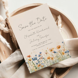 Reserva La Fecha Boda Fronteriza de Flor Silvestre Boho Naranja Azu