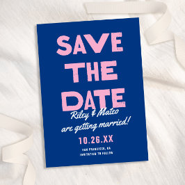 Reserva La Fecha Boda Funky Colorful Blue Pink de tipo moderno y ne