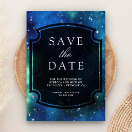 Reserva La Fecha Boda Galáctica Espacial Celeste Moderna