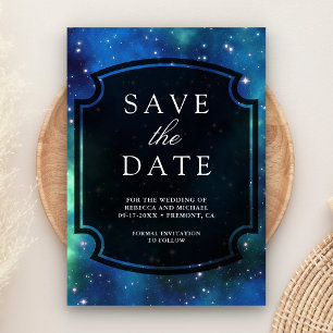 Reserva La Fecha Boda Galáctica Espacial Celeste Moderna