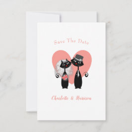 Reserva La Fecha Boda Gatos Black White Coral Cute