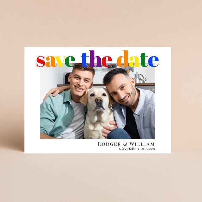 Reserva La Fecha Boda gay, foto arcoiris salva la fecha (Upload a photo reflecting the love and joy of your engagement and upcoming wedding day)