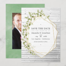 Boda geométrica de acuarela rústica verde