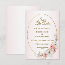 Boda geométrica floral dorada rosa melocotón