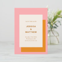 Boda Geométrica Moderna Salva Al Naranja Rosa De F