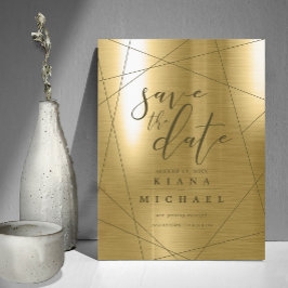 Reserva La Fecha Boda geométrico metálico Gold ID648