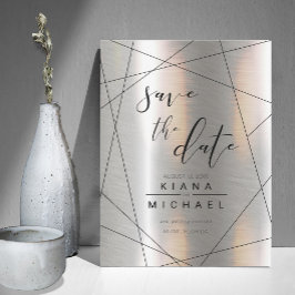 Reserva La Fecha Boda geométrico metálico Silver/Black ID648