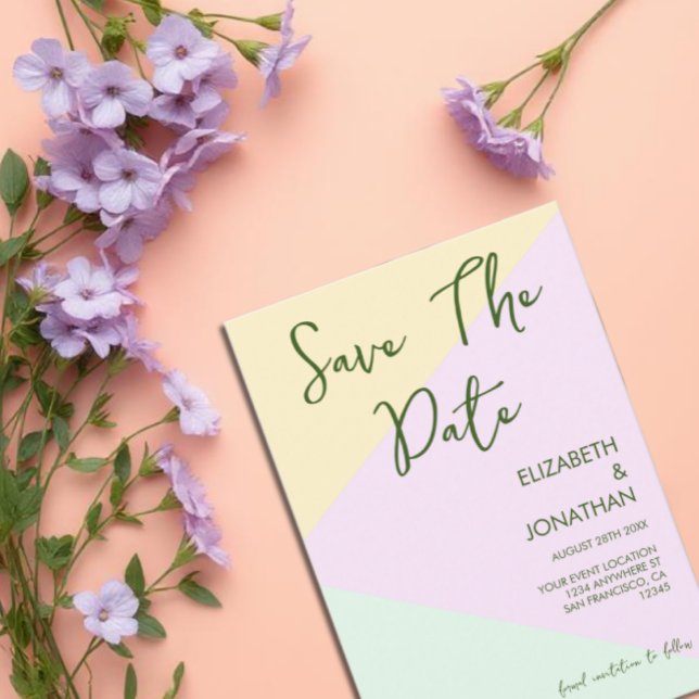 Reserva La Fecha Boda geométrico Pastel silenciado (Subido por el creador)