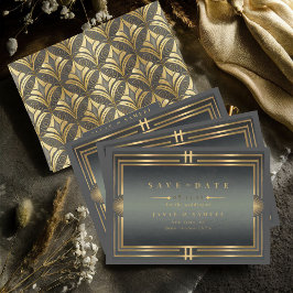 Reserva La Fecha Boda Glam Art Deco Black/Gold ID1033