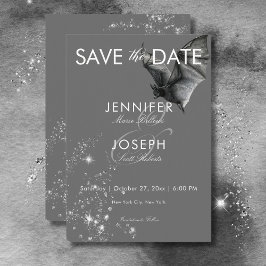 Reserva La Fecha Boda Glam Bat & Diamonds de Halloween oscuro