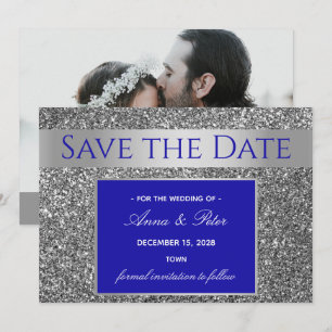 Reserva La Fecha Boda Glitter Plata
