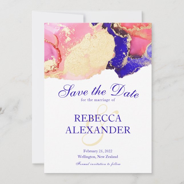 Reserva La Fecha Boda Gold Purple Agate (Anverso)