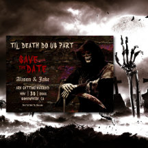 Boda gótica de cráneo salva la fecha