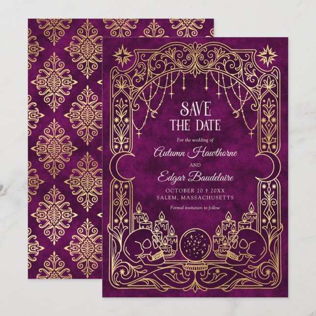 Reserva La Fecha Boda Gótica de Halloween Tarot (Anverso / Reverso)