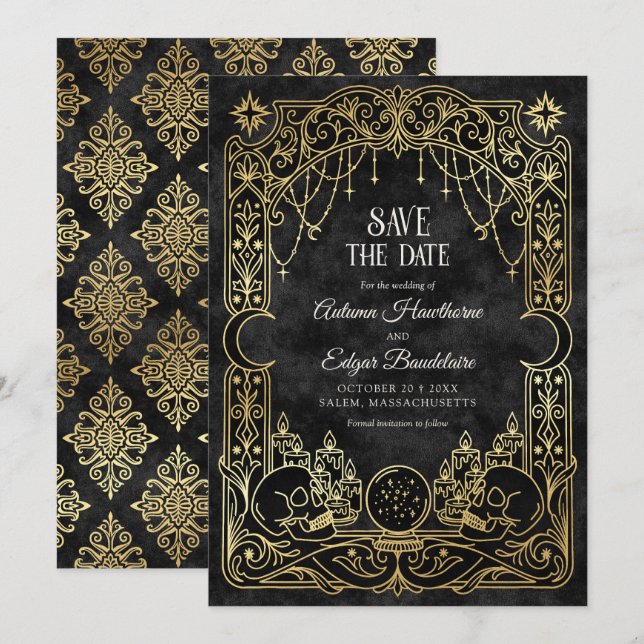 Reserva La Fecha Boda gótica de Halloween Tarot (Anverso / Reverso)