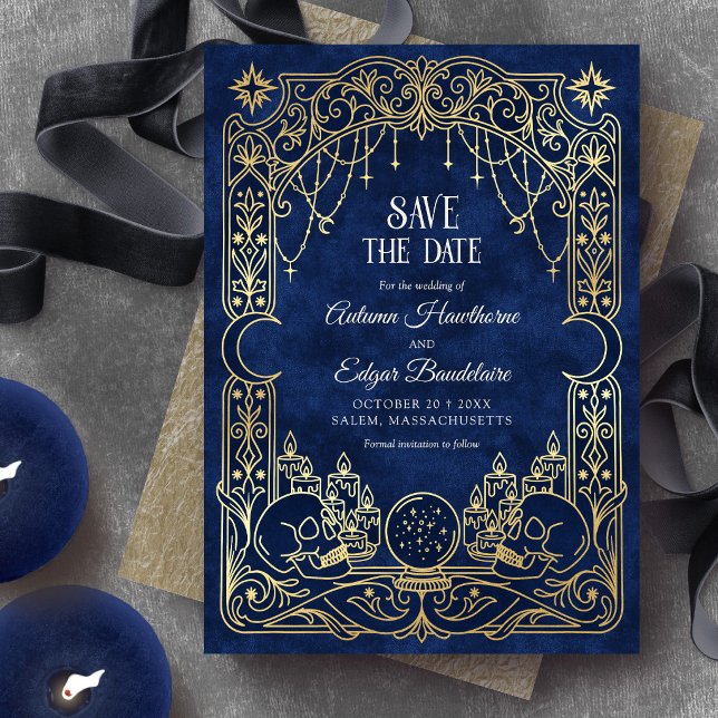 Reserva La Fecha Boda gótica de Halloween Tarot Azul (Subido por el creador)