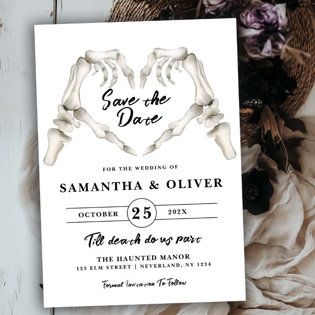Reserva La Fecha Boda gótica salvar la fecha Halloween esqueleto (Subido por el creador)