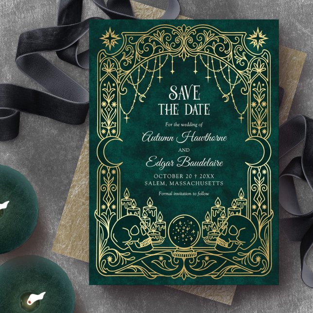 Reserva La Fecha Boda Gótica Tarot Halloween Verde (Subido por el creador)