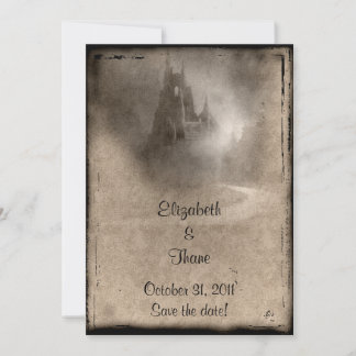 Reserva La Fecha Boda gótico del Castillo Oscuro Vintage