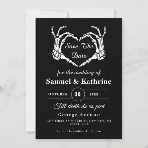 Reserva La Fecha Boda Gótico Romántico Skeleton Hand Halloween