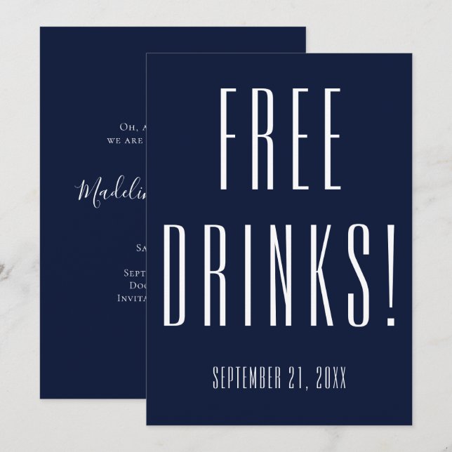 Reserva La Fecha Boda Graciosa De Bebidas Gratuitas Salva La Fecha (Anverso / Reverso)