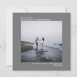 Reserva La Fecha Boda gris fotográfico cuadrado mínimo artístico si