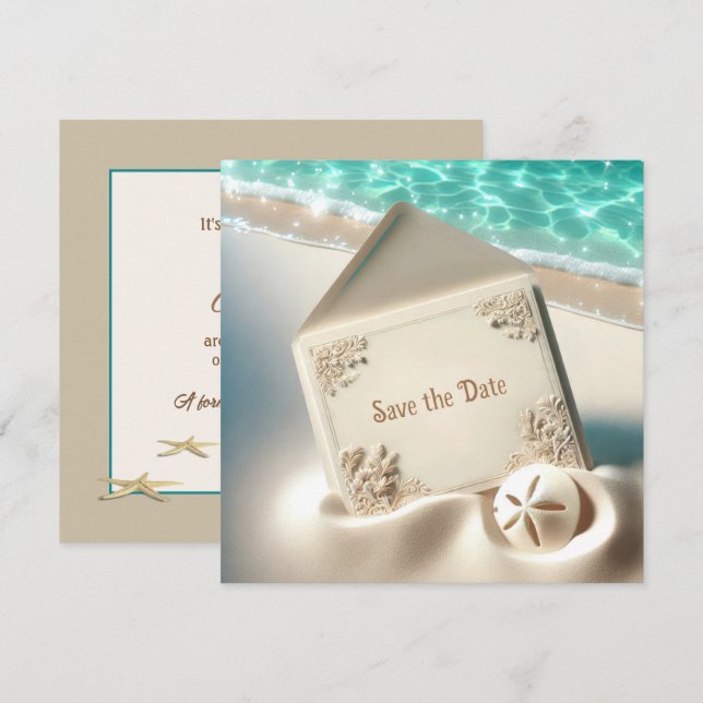 Reserva La Fecha Boda Guardar Fecha En Arena De Playa (Anverso / Reverso)