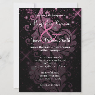 Reserva La Fecha Boda Guardar La Fecha Purpurina Rosa Floral Swirl