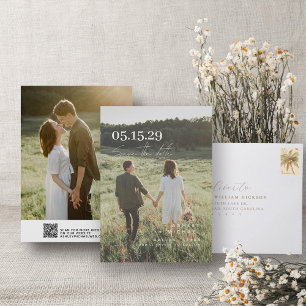 Reserva La Fecha Boda Guardar La Fecha Script Moda 2 Foto Código QR