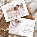 Reserva La Fecha Boda Guardar la foto de fecha Minimalista<br><div class="desc">Boda Guardar las tarjetas de fecha que tienen una foto en la parte delantera y trasera. Las tarjetas Save the Date contienen una moderna tipografía de escritura cursiva con letras a mano que son elegantes,  simples y modernas para usar después de la minimalista celebración del día de la boda.</div>