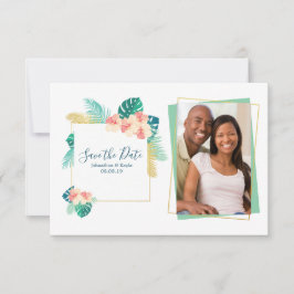 Reserva La Fecha Boda hawaiana de Hibiscus de oro salva la fecha