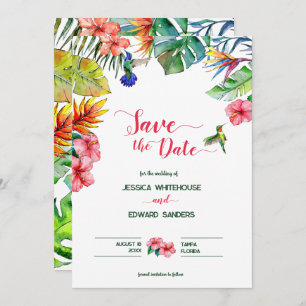 Reserva La Fecha Boda Hawaiana Tropical Hibiscus Save The Date
