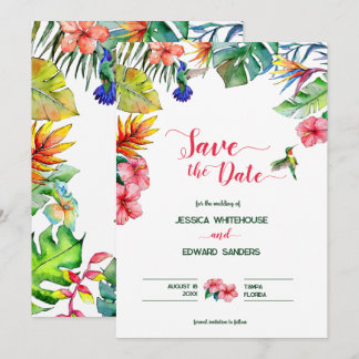 Reserva La Fecha Boda Hawaiana Tropical Hibiscus Save The Date