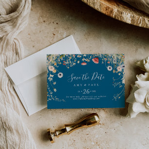 Reserva La Fecha Boda horizontal Boho Wildflower de la Marina