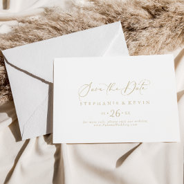 Reserva La Fecha Boda horizontal de caligrafía idílica dorada