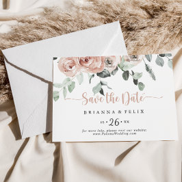 Reserva La Fecha Boda horizontal de la floración rosa polvorienta c