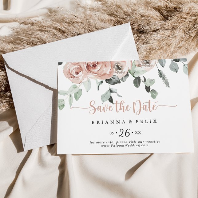 Reserva La Fecha Boda horizontal de la floración rosa polvorienta c (Subido por el creador)