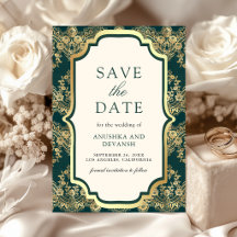 Boda India Encaje Dorado Teal