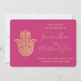 Reserva La Fecha Boda India Fecha de reserva Hamsa dorado Henna