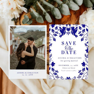 Reserva La Fecha Boda inspirado en Blue Papel Picado