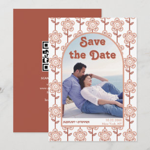 Reserva La Fecha Boda inspirado en la terracota retro groovy inspir