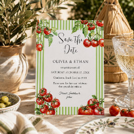 Reserva La Fecha Boda italiana roja y verde Pomodoro