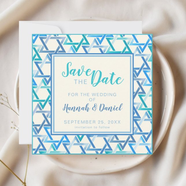 Reserva La Fecha Boda judío estrella de david Save The Date Card (Subido por el creador)