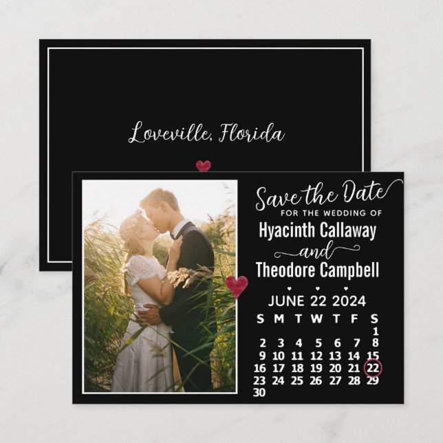 Reserva La Fecha Boda junio 2024 Personalizado de calendario foto n (Anverso / Reverso)