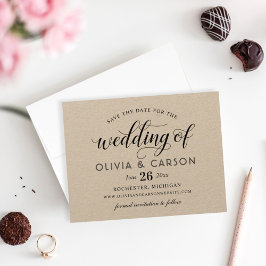 Reserva La Fecha Boda Kraft moderno y Black Script