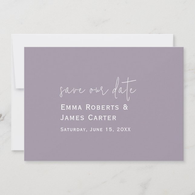 Reserva La Fecha Boda Lavanda Morado Save the Date (Anverso)