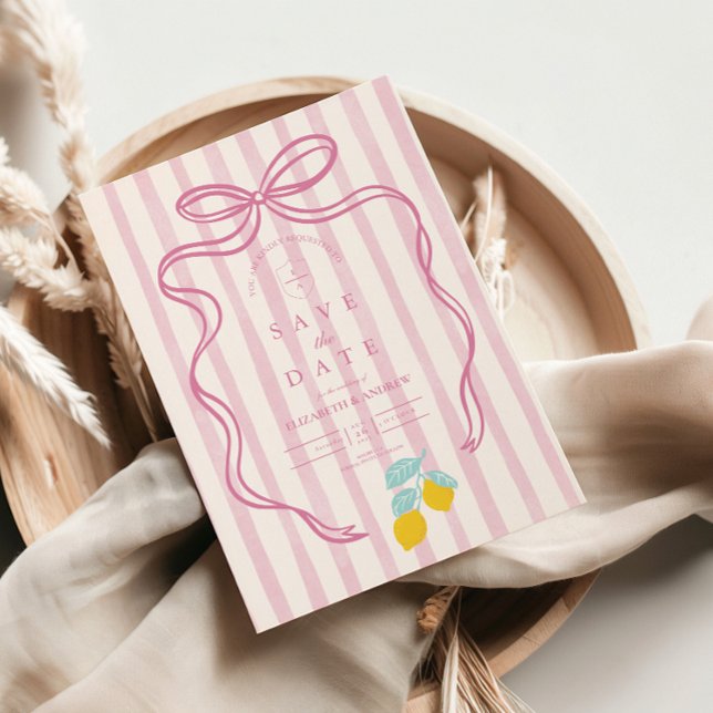 Reserva La Fecha Boda Lemon Pink Bow (Subido por el creador)