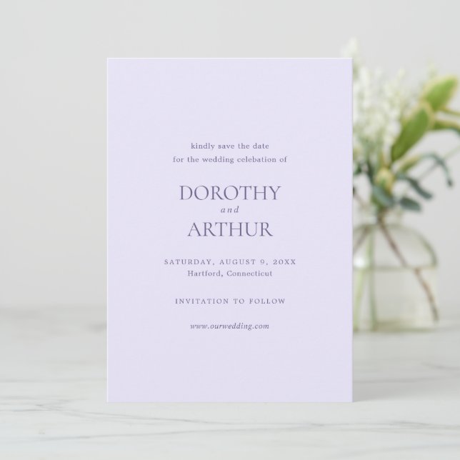 Reserva La Fecha Boda Lilac elegante moderna (Anverso de pie)