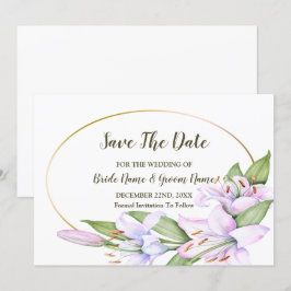 Reserva La Fecha Boda Lily Rosa Flores Marco Dorado Hermoso